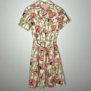 Tory Burch poppies print "Derrick Shirt Dress" Size 10